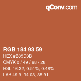 カラーコード: RGB 184 93 59 | qconv.com