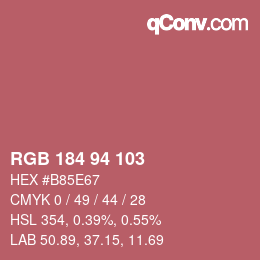 カラーコード: RGB 184 94 103 | qconv.com