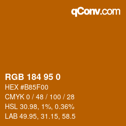 Color code: RGB 184 95 0 | qconv.com