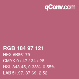 Color code: RGB 184 97 121 | qconv.com