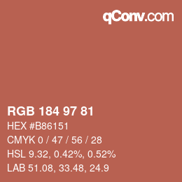 Farbcode: RGB 184 97 81 | qconv.com