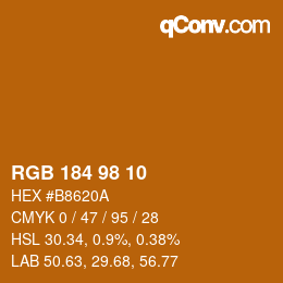 Color code: RGB 184 98 10 | qconv.com