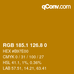 カラーコード: RGB 185.1 126.8 0 | qconv.com