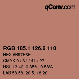 Color code: RGB 185.1 126.8 110 | qconv.com