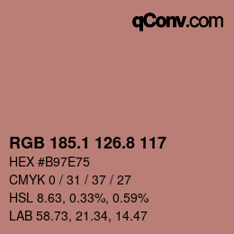 カラーコード: RGB 185.1 126.8 117 | qconv.com
