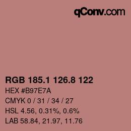 Color code: RGB 185.1 126.8 122 | qconv.com