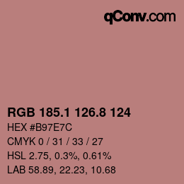 Color code: RGB 185.1 126.8 124 | qconv.com