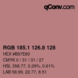 Color code: RGB 185.1 126.8 128 | qconv.com