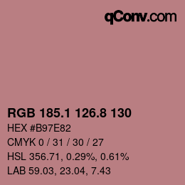 Color code: RGB 185.1 126.8 130 | qconv.com