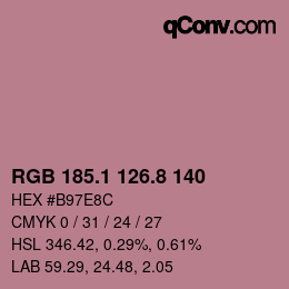 カラーコード: RGB 185.1 126.8 140 | qconv.com