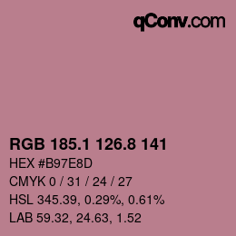 カラーコード: RGB 185.1 126.8 141 | qconv.com