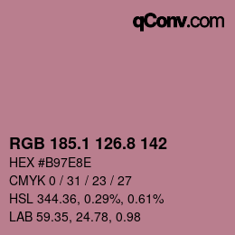 カラーコード: RGB 185.1 126.8 142 | qconv.com