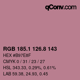 Color code: RGB 185.1 126.8 143 | qconv.com