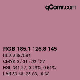 カラーコード: RGB 185.1 126.8 145 | qconv.com