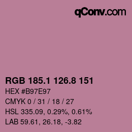 カラーコード: RGB 185.1 126.8 151 | qconv.com