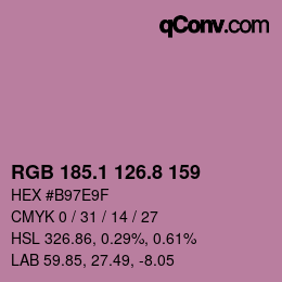 カラーコード: RGB 185.1 126.8 159 | qconv.com