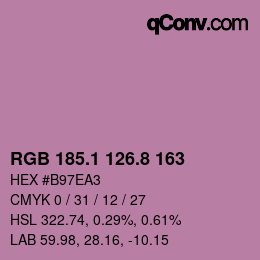 カラーコード: RGB 185.1 126.8 163 | qconv.com