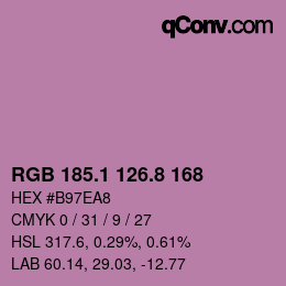 カラーコード: RGB 185.1 126.8 168 | qconv.com