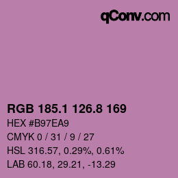 カラーコード: RGB 185.1 126.8 169 | qconv.com