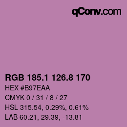 カラーコード: RGB 185.1 126.8 170 | qconv.com