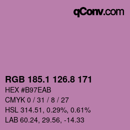 カラーコード: RGB 185.1 126.8 171 | qconv.com