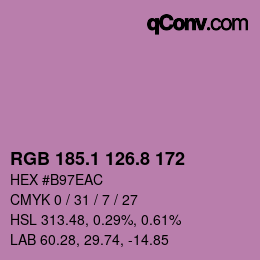 カラーコード: RGB 185.1 126.8 172 | qconv.com