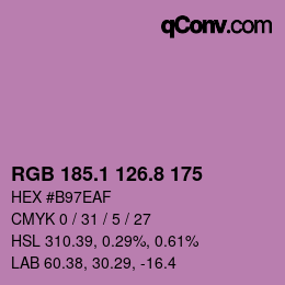 カラーコード: RGB 185.1 126.8 175 | qconv.com