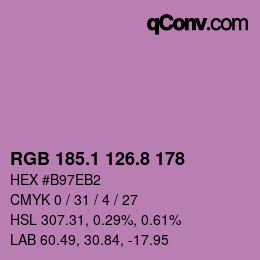 カラーコード: RGB 185.1 126.8 178 | qconv.com