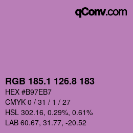 カラーコード: RGB 185.1 126.8 183 | qconv.com