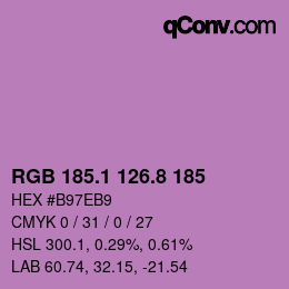 カラーコード: RGB 185.1 126.8 185 | qconv.com