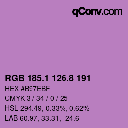 カラーコード: RGB 185.1 126.8 191 | qconv.com