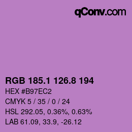 カラーコード: RGB 185.1 126.8 194 | qconv.com