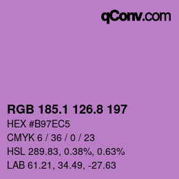 カラーコード: RGB 185.1 126.8 197 | qconv.com