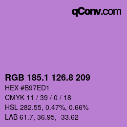 カラーコード: RGB 185.1 126.8 209 | qconv.com