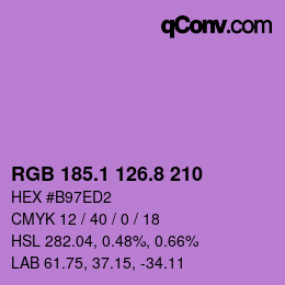 カラーコード: RGB 185.1 126.8 210 | qconv.com