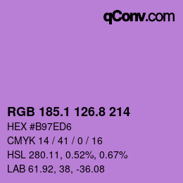 カラーコード: RGB 185.1 126.8 214 | qconv.com