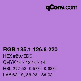 カラーコード: RGB 185.1 126.8 220 | qconv.com