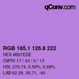 カラーコード: RGB 185.1 126.8 222 | qconv.com