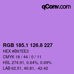 カラーコード: RGB 185.1 126.8 227 | qconv.com