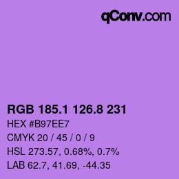 カラーコード: RGB 185.1 126.8 231 | qconv.com