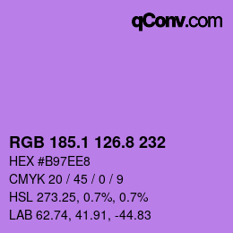 カラーコード: RGB 185.1 126.8 232 | qconv.com
