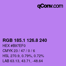 カラーコード: RGB 185.1 126.8 240 | qconv.com