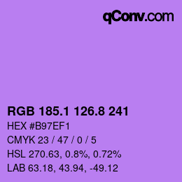 カラーコード: RGB 185.1 126.8 241 | qconv.com