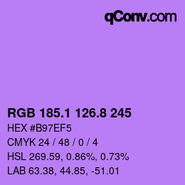 カラーコード: RGB 185.1 126.8 245 | qconv.com