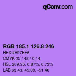 カラーコード: RGB 185.1 126.8 246 | qconv.com