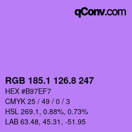 カラーコード: RGB 185.1 126.8 247 | qconv.com