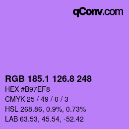カラーコード: RGB 185.1 126.8 248 | qconv.com