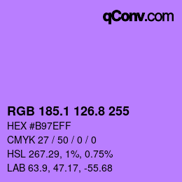カラーコード: RGB 185.1 126.8 255 | qconv.com