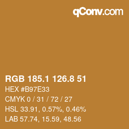 Color code: RGB 185.1 126.8 51 | qconv.com