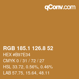 Color code: RGB 185.1 126.8 52 | qconv.com